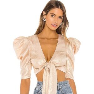 Lovers + Friends metallic nude gold crop top